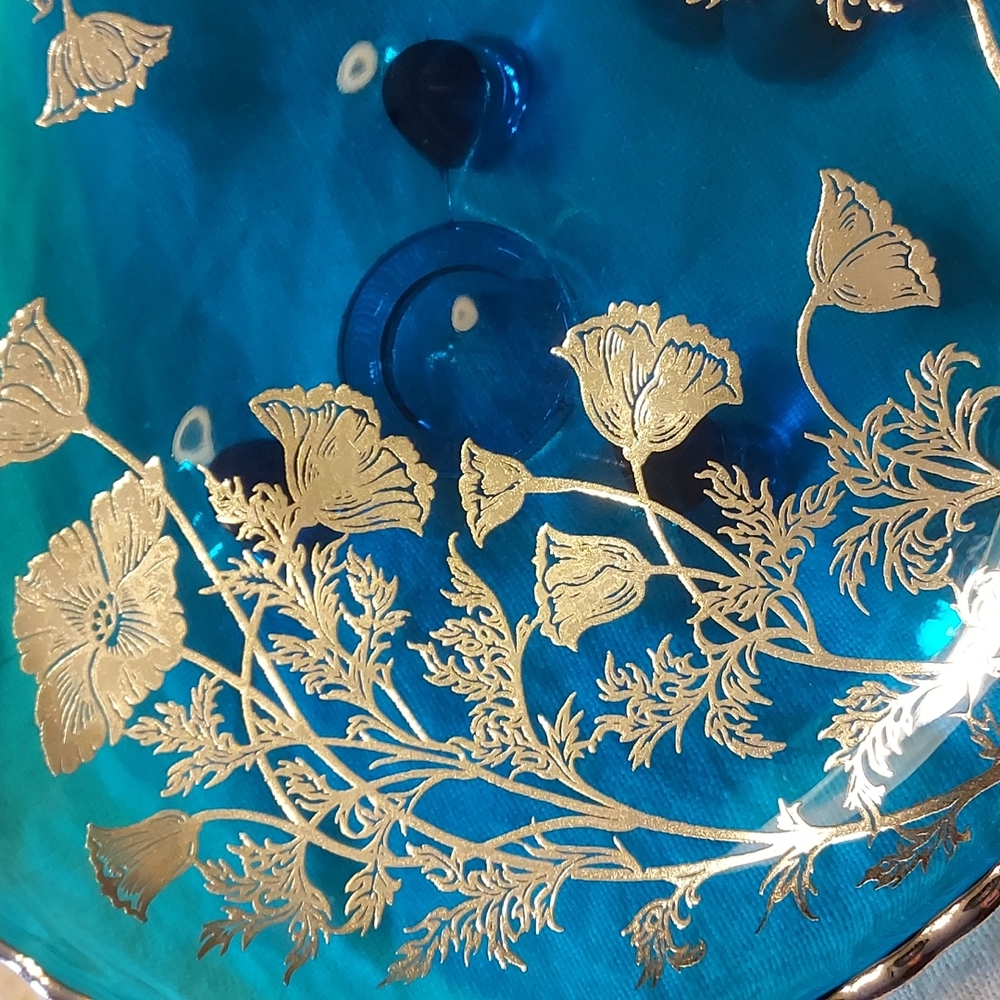 RARE color Footed Dish with Sterling Overlay 1950/1960s - Picture 5 of 7